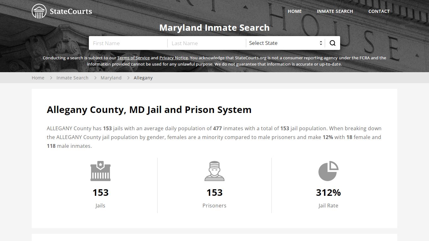 Allegany County, MD Inmate Search - StateCourts